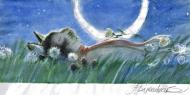Peinture originale par ARINOUCHKINE Chat, sieste dans l'herbe