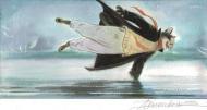 Peinture originale par ARINOUCHKINE Chat sur glace