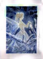 Peinture originale par ARINOUCHKINE, Fée : flocons de nuit