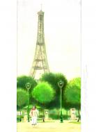 Peinture originale par ARINOUCHKINE Chat au pied de la tour Eiffel